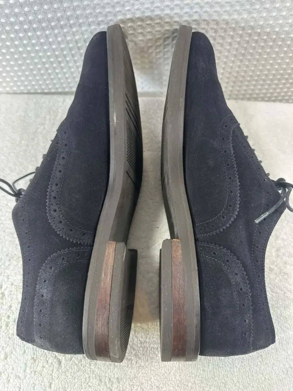 Massimo Dutti Black Suede Brogue Oxford Shoes Size 44